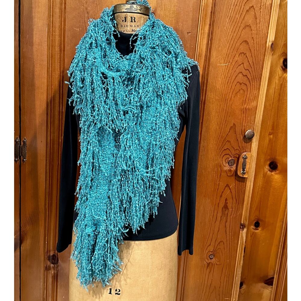 'about color' Shaggy Turquoise Scarf - 80 Inches Long